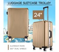 24" Champagne Lightweight Hard Case Aluminum Luggage Trolley