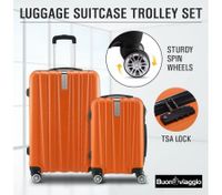 2Pc Hard Shell Luggage Suitcase Set-Orange With TSA Lock Lightweight