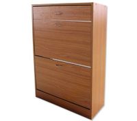 Wooden Shoe Storage Cabinet - 2 Racks & 1 Drawer, Beige