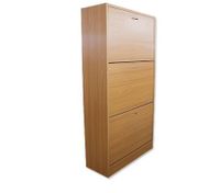 Wooden Shoe Storage Cabinet - 3 Racks, Beige