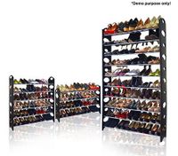 Black 50 Pair Stackable Shoe Storage Rack