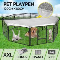 8-Panel Pet Playpen Dog Cat Enclosure with Fabric Cover 120x80CM/ Panel - XXL