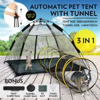 Outdoor Pop-up Pup Tent Portable for Pets Dogs Cats with Tunnel One Step Assembly