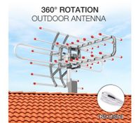 Outdoor Antenna UHF/VHF/FM 360 Degree Rotating HDTV Aerial with Infrared Remote Control & Dust Cover