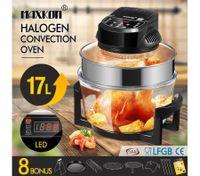 Maxkon 17L Halogen Oven Cooker Electric Air Fryer 3Hr-Timer & LED Screen Black