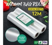 Vacuum Sealer Rolls Bags 2 Rolls 22cm*600cm Sous Vide Foodsaver Double-Sided Twill Bag