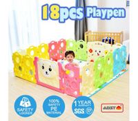 ABST 18-Sided Kids Play Pen Colorful Baby Playpen with Game Panel - Run Bear Series