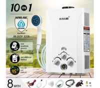 MAXKON 10 in 1 550L/Hr Portable Outdoor Gas LPG Instant Shower Water Heater - White
