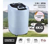 Maxkon 4KG Washing Machine Cleaner Mini Top Load Washer Dryer - White/Black
