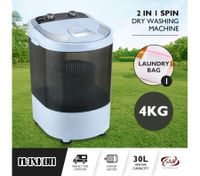 Maxkon 4KG Washing Machine Cleaner Mini Top Load Washer Dryer - White/Grey