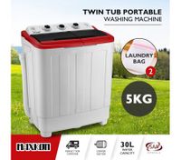 Maxkon 5KG Twin Spin Washing Machine Portable Top Load Washer Dryer - Red