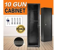 10 Gun Safe Firearm Rifle Storage Lockable Steel Cabinet w/Mounting Bolts & Floor Carpet
