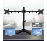 13"-27" Dual Monitor Stand Vesa Bracket 90° Tilting & 180° Swivel Height-Adjustable Desk Mount