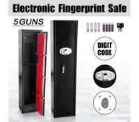 5 Gun Safe Electronic Fingerprint Firearm Rifle Storage Lockable Steel Cabinet w/Ammo Box