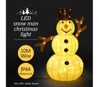 3D Snowman Christmas Light 10M LED Rope Fairy Xmas Decor Figure w/Hat - White