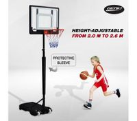 Genki Adjustable 1.65m-2.1m Portable Kids Basketball Hoop System Stand w/Cover