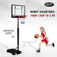 Genki Adjustable 1.55m-2.1m Portable Kids Basketball Hoop System Stand w/Cover