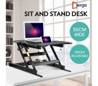 Sit Stand Desk 8 Position Adjustable Stand Up Workstation with Slot - Black