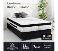 Luxdream 32cm 7-Zone Euro Top Pocket Spring Mattress-Single/Double/King Single/Queen/King