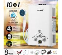MAXKON 520L/Hr Portable 10 in 1 Outdoor Gas LPG Instant Shower Water Heater - White