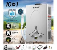 MAXKON 10 in 1 520L/Hr Portable Outdoor Gas Instant Shower Hot Water Heater-Silver