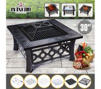 Maxkon 30" Fire Pit 3-in-1 Patio Camping Heater Fireplace Brazier w/Grill Shelf