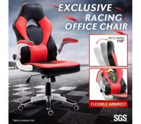 Executive Racing Gaming Desk Chair Ergonomic PU Leather Computer Seat w/Armrest