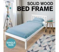 New Wooden Bed Frame Single Pine Bedroom Furniture for Adult Kid White