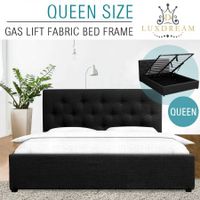 LUXDREAM Wooden Queen Bed Frame Gas Lift Storage Bedroom Furniture