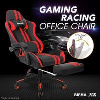 PU Office Computer Chair Ergonomic Gaming Sport Race Chair w/Footrest - Red & Black