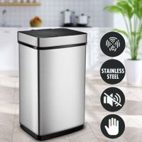 60L Motion Sensor Bin Automatic Touchless Stainless Steel Kitchen Waste Rubbish Trash Can - Silver