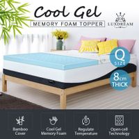 Cool Gel Topper Memory Foam Mattress Topper 8cm Queen Bedding W/Bamboo Cover