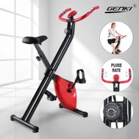 Genki Folding Exercise Bike Magnetic Upright X-Bike Bicycle Cycling Home Gym Trainer w/ Pluse