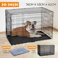 30" Dog Crate Kennel Collapsible Metal Pet Cat Puppy Cage 