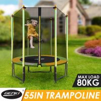 Genki 55" Round Kids Mini Trampoline Indoor Outdoor Rebounder w/Safety Enclosure Net