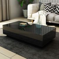 Modern Coffee Table 4-Drawer Side Table High Gloss Living Room Furniture - Black