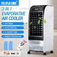 MAXKON 7L Evaporative Air Cooler Quiet Fan Ionizer Button 3 Modes W/Remote Control Black