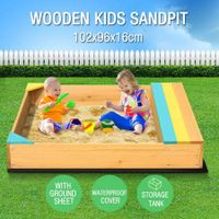 Kids Sand Pit Outdoor Play Set Sandbox Wooden Sandpit Children Toy w/Cover