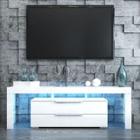 TV Stand Entertainment Unit 2 Drawers Storage Cabinet Wood Furniture - White