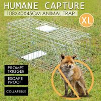 Large Humane Live Animal Trap Cage Possum Rat Cat Dog Rabbit Fox Catch 108x40x45cm