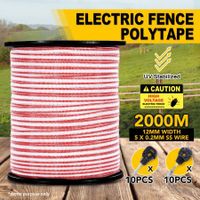 2000M Polytape Electric Fence Stainless Steel Wire Energiser Insulator 12MM Width