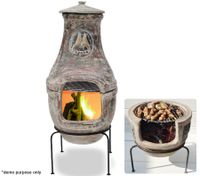 Chiminea with Grill Rack and Stand - Open Fire BBQ Outdoor Fireplace - 75cm Tall