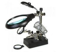 2.5X 7.5X 10X LED Light Magnifier Helping Hand Auxiliary Clamp Alligator Clip Stand