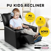 Kidbot Kids Recliner Sofa Armchair Children Lounge Chair PU Soft Couch w/Cup Holder -Black