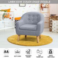 Kidbot Kids Sofa Armchair Children Lounge Chair Linen Fabric Tufted Soft Couch Single