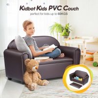 Kidbot Kids Toddler 2 Seater Sofa Children Couch Lounge Chair PVC Leather Armchair Double w/Storage Space