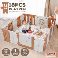Baby Playpen Enclosure Barrier Fence Room Kids Safety Gates Child Interactive Activity Centre Toddler Play Yard 18 Panels