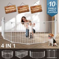 Pet Playpen Safety Gates Fence Enclosure Toddler Child Barrier Kids Baby Interactive Activity Centre 10 Panels 3 in 1