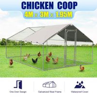 Walk-in Steel Chicken Coop Run Enclosure Rabbit Hutch Outdoor Duck Hen House 4X3M