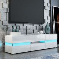 TV Stand Cabinet 177cm Wood Entertainment Unit LED Gloss Storage Drawer - White